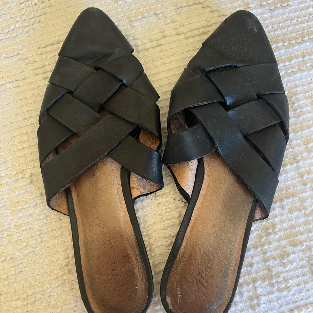 Madewell Black Woven Mules
